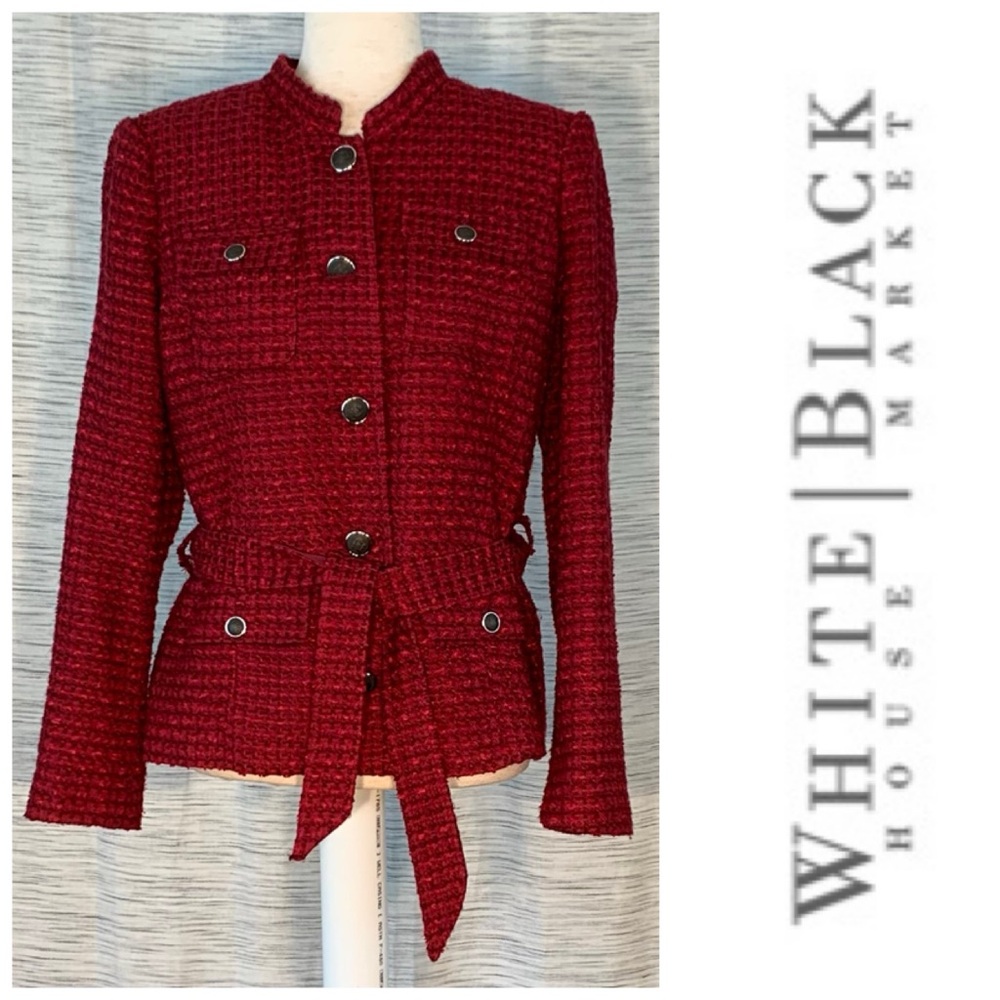 White House Black Market Burgundy Textured Blazer